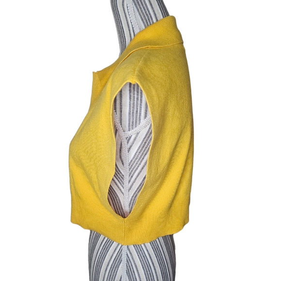 Cider women's goldense knit cropped sleeveless open front collared top size M - Picture 3 of 6